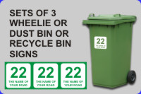 Online Shopping for Sets of 3 Wheelie Bin Signs