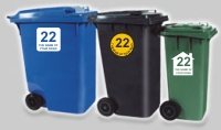 Identify your Wheelie and Recycle Bins with your House number and street name.