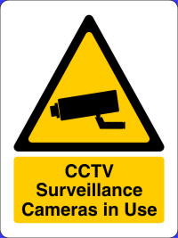 WARNING CCTV IN OPERATION 5mm Plastic Boards or  Outdoor Vinyl Stickers 