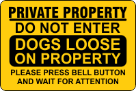 Warning Dogs Loose Ring Bell